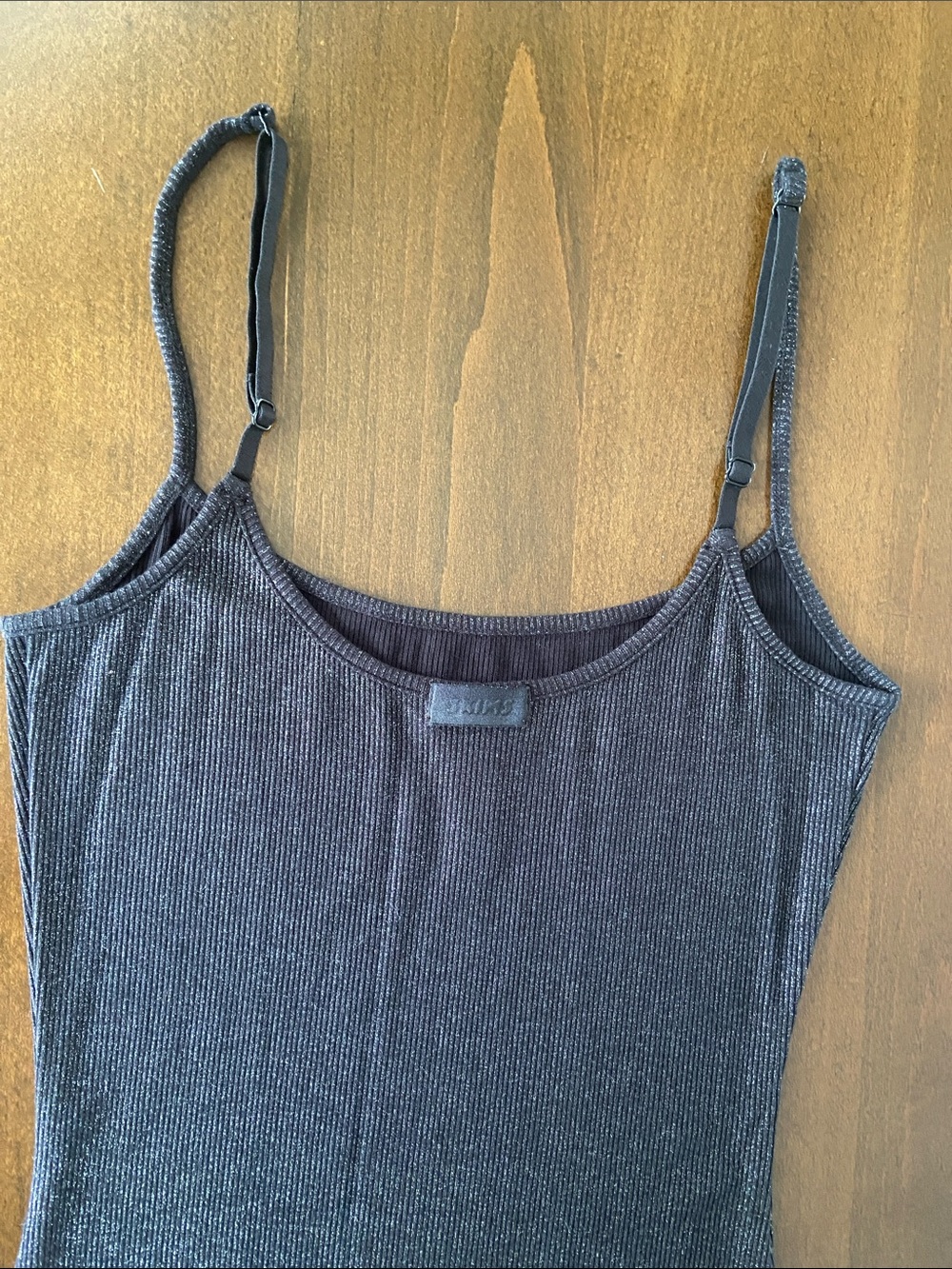 SKIMS Black Foil Lounge Slip Maxi Dress, size L - Picture 12 of 14
